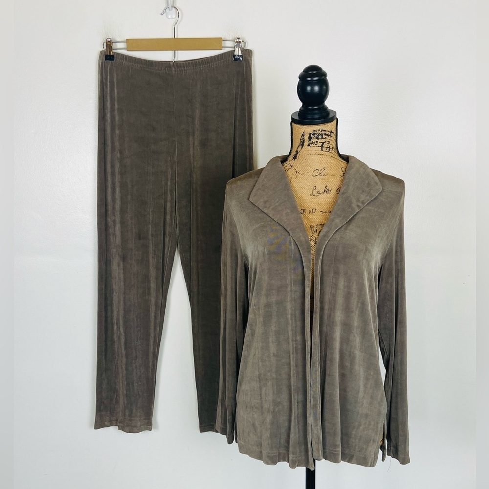 Patchington Women's Traveler Pants Jacket Set Size S Gray Straight Leg Slinky